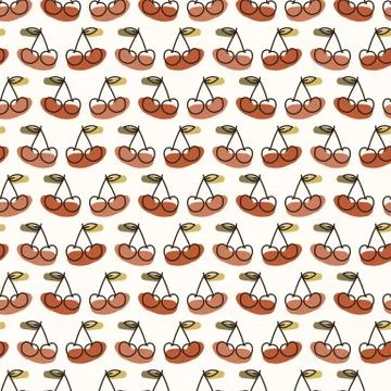Seamless background fruit cherry. Gender neutral kid food pattern. Simple Illustrazione stock