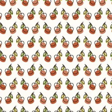 Seamless background fruit cherry. Gender neutral kid food pattern. Simple Stock Illustration