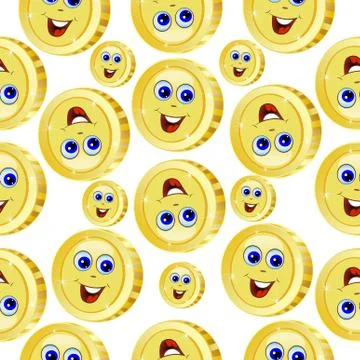 Seamless background with funny coins Stock Illustration