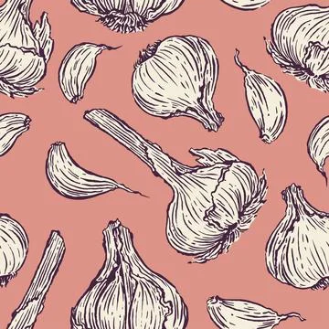 Seamless background of Garlic 库存插图