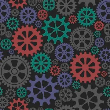 Seamless background with gears the wheels. Vector illustration. Stock Illustration