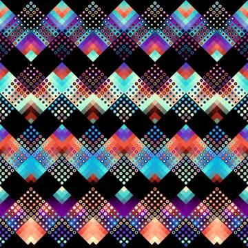 Seamless background. Geometric abstract diagonal pattern in low poly pixel ar Stock Illustration