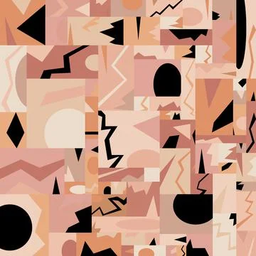 Seamless background with geometric pattern. Circles, squares and rectangles Stock Illustration