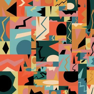 Seamless background with geometric pattern. Circles, squares and rectangles Stock Illustration