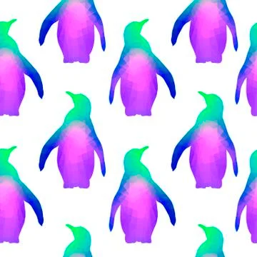 Seamless Background with Geometric Penguins Stock Illustration