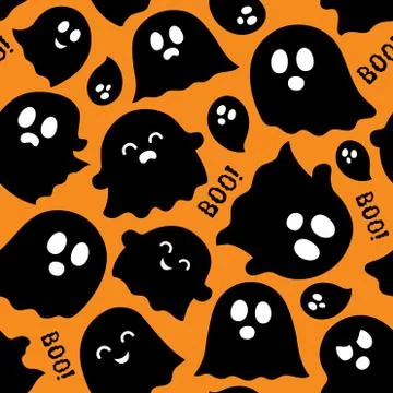 Seamless background with ghosts Stock Illustration
