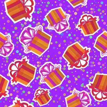 Seamless Background with Gift Boxes Stock Illustration