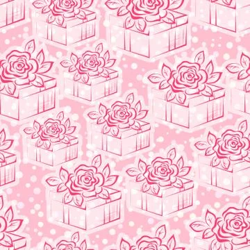 Seamless Background with Gift Boxes Stock Illustration