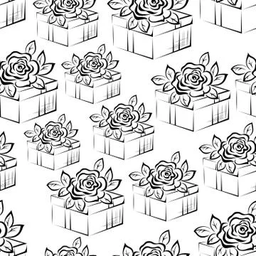 Seamless Background with Gift Boxes Stock Illustration