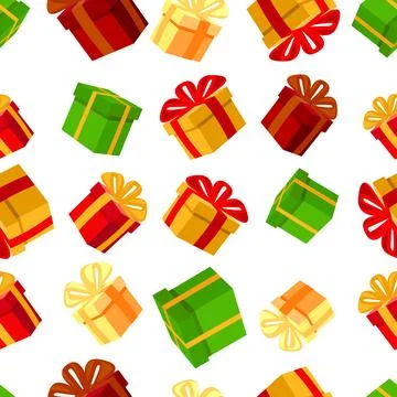 Seamless background with gift boxes. Vector texture illustration for Valentines Stock Illustration