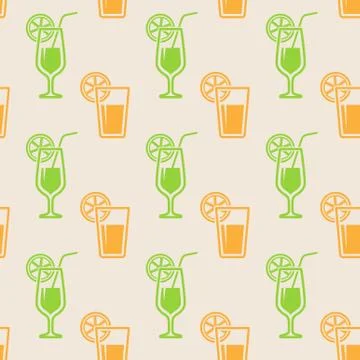 Seamless background with glasses of juice Stock Illustration