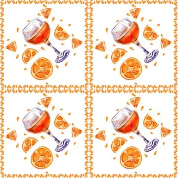 Seamless background with glasses of orange juice. Stock Illustration