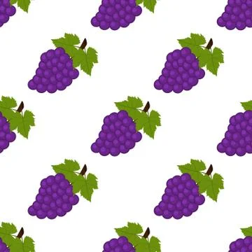 Seamless background, grapes on a white background. Stock Illustration