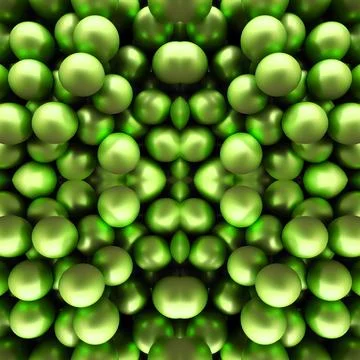 Seamless background with green 3D balls. Lots of green balls. A green abstrac Stock Illustration