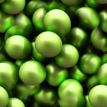 Seamless background with green 3D balls. Lots of green balls. Green abstracti Stock Illustration