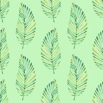 Seamless background with green leaf doodles, pastel green background. Luxury Illustrazione stock