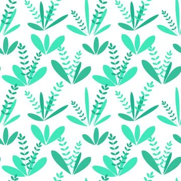 Seamless background with green leaves. Vector. Simple repeating pattern Stock Illustration