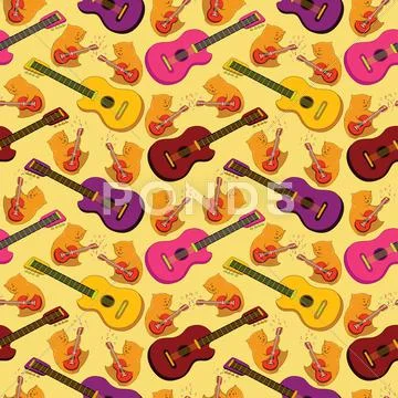 Seamless background, guitars Stock Illustration