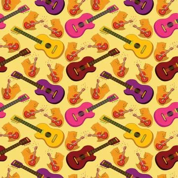 Seamless background, guitars Stock Illustration