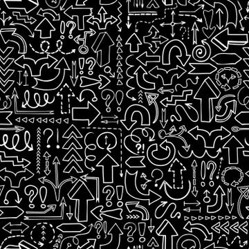 Seamless background of hand drawn arrows Illustrazione stock