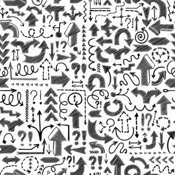Seamless background of hand drawn arrows Illustrazione stock
