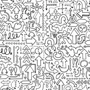 Seamless background of hand drawn arrows Illustrazione stock