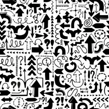 Seamless background of hand drawn arrows Illustrazione stock