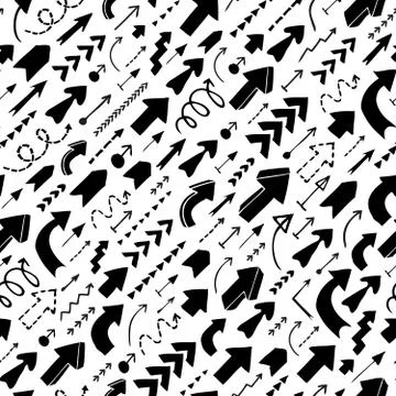 Seamless background of hand drawn arrows Illustrazione stock