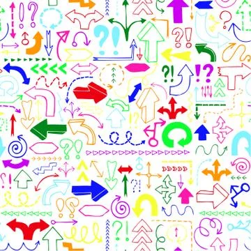 Seamless background of hand drawn arrows Illustrazione stock