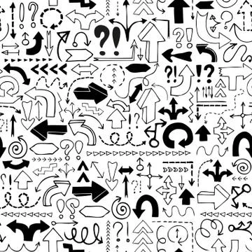 Seamless background of hand drawn arrows Illustrazione stock
