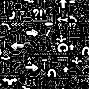 Seamless background of hand drawn arrows Stock Illustration