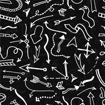 Seamless background with hand drawn arrows. Illustrazione stock