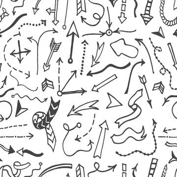 Seamless background with hand drawn arrows. Illustrazione stock