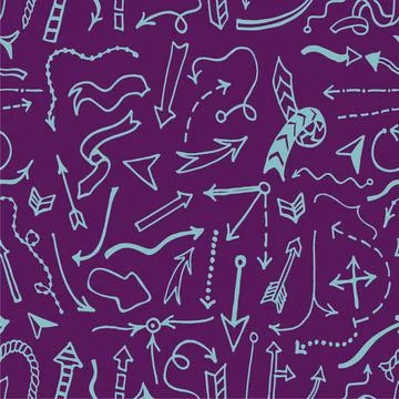 Seamless background with hand drawn arrows. Illustrazione stock