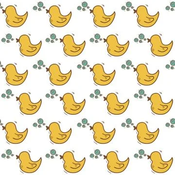 Seamless background with hand drawn ducks Stock Illustration