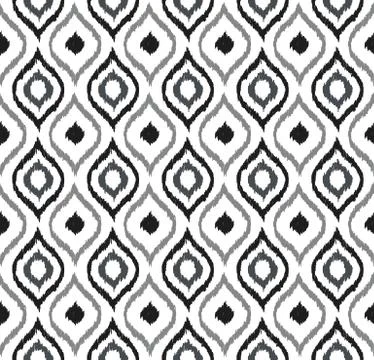 Seamless background of hand drawn grey tone round curve kaleidoscope pattern. 스톡 일러스트