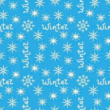 Seamless background with hand drawn snowflakes and Winter lettering Stock Illustration