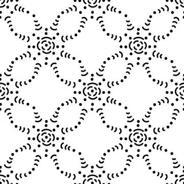 Seamless background with hand drawn snowflakes. Black and white, vector patte Stock Illustration