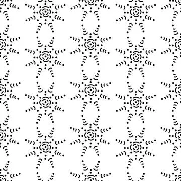 Seamless background with hand drawn snowflakes. Black and white, vector patte Stock Illustration