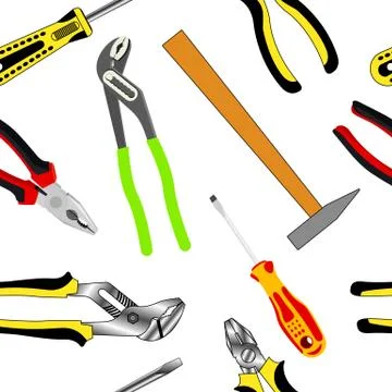 Seamless background of hand tools for construction Stock Illustration