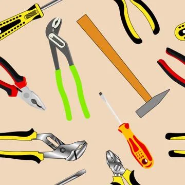 Seamless background of hand tools for construction Stock Illustration
