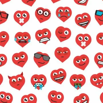 Seamless background of heart emoticons Stock Illustration
