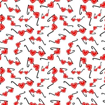 Seamless background with heart-shaped glasses Stock Illustration
