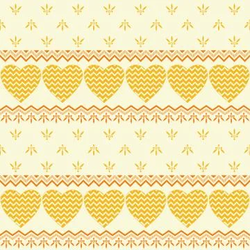 Seamless background, hearts and patterns Stock Illustration