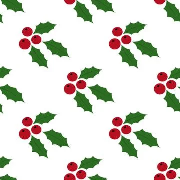 Seamless Background Holly Berries Stock Illustration