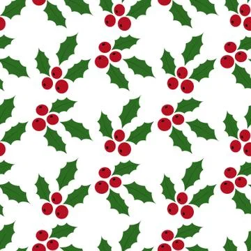 Seamless Background Holly Berries Stock Illustration
