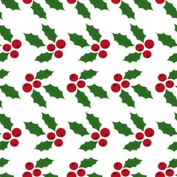 Seamless Background Holly Berries Stock Illustration