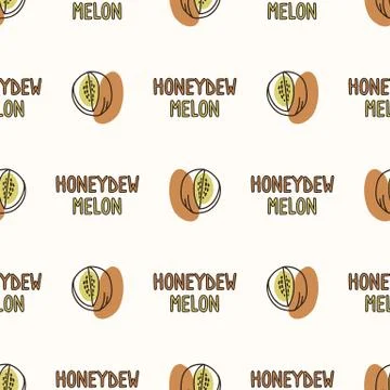 Seamless background honeydew melon text. Gender neutral kid food pattern. Simple Stock Illustration