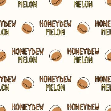 Seamless background honeydew melon text. Gender neutral kid food pattern. Simple Stock Illustration