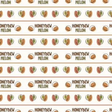 Seamless background honeydew melon text stripe. Gender neutral kid food pattern イラスト素材